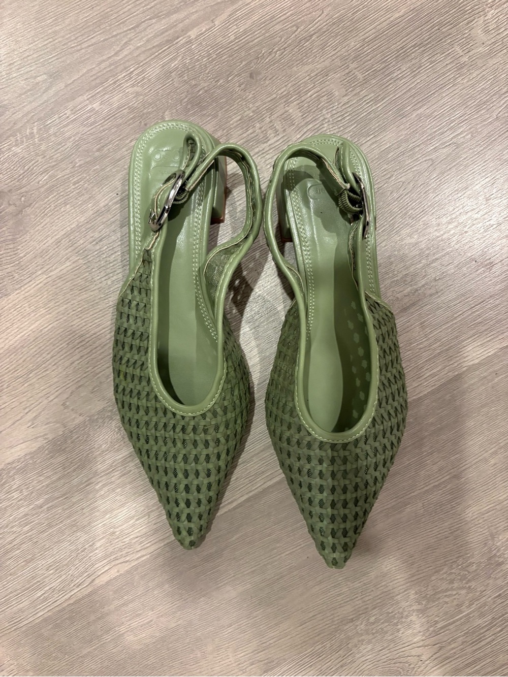 ASOS Olive Green Woven Slingback Pointed Flats